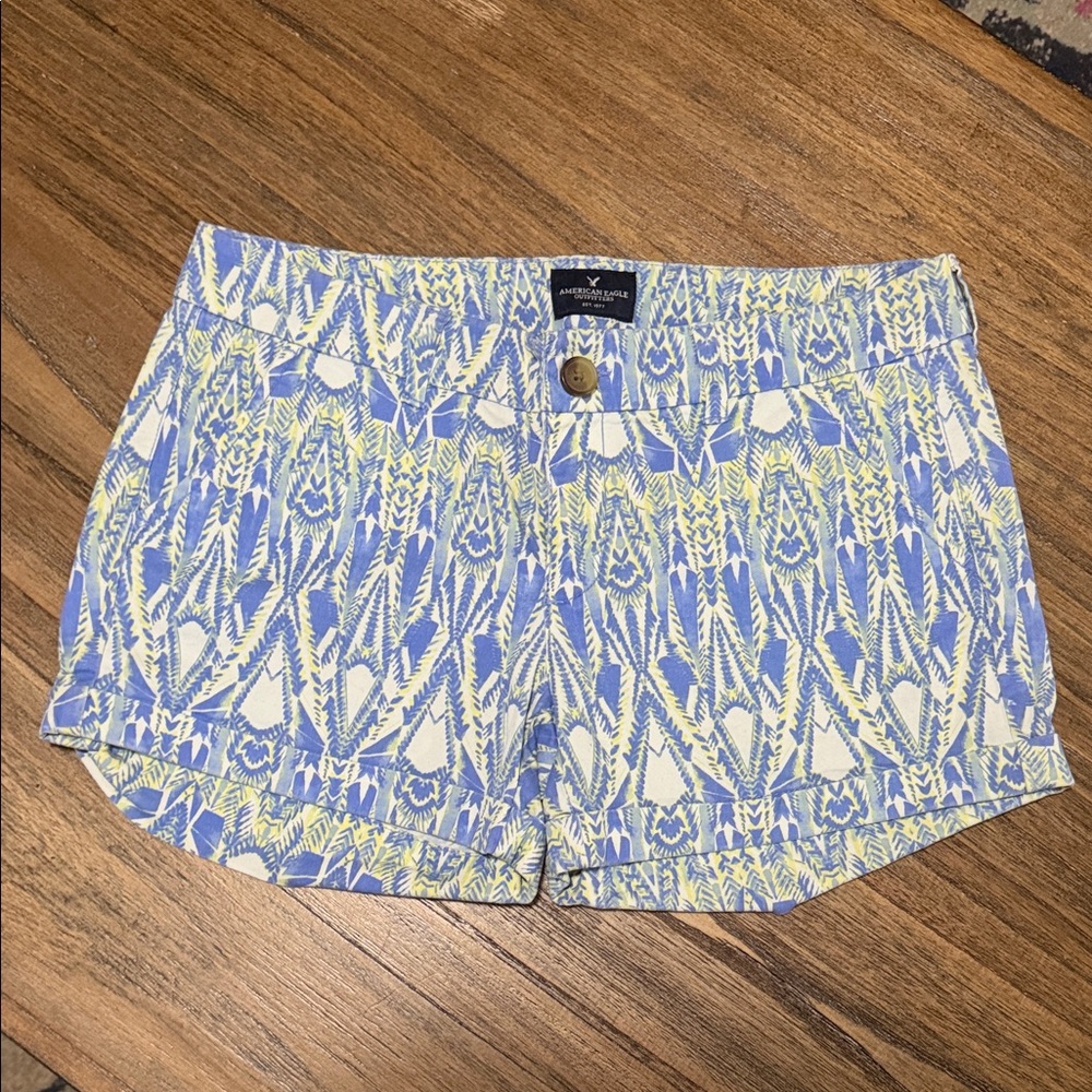 American Eagle Outfitters Blue and Yellow High Waist Shorts